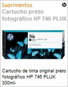 Cartucho de tinta original HP 746 Preto Fotogrfico PLUK 300ml  (Figura somente ilustrativa, no representa o produto real)