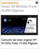 Cartucho de toner original HP W1330x Preto 15.000 Pginas (Figura somente ilustrativa, no representa o produto real)