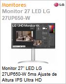 Monitor 27 LED LG 27UP650-W 5ms Ajuste de Altura IPS Ultra HD  (Figura somente ilustrativa, no representa o produto real)