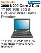 0769-AAP - Notebook Lenovo 3000 N200 Intel Core 2 Duo T7100 (1.80GHz) 1GB 80GB 15.4" WXGA Wide DVD-RW Vista Home Premium Wi-Fi Bluetooth