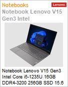 Notebook Lenovo V15 Gen3 Intel Core i5-1235U 16GB DDR4-3200 256GB SSD 15.6 Full HD Windows 11 Pro 1 Ano Premier Suport  (Figura somente ilustrativa, no representa o produto real)