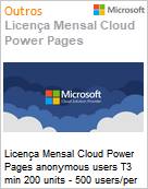 Licena Mensal Cloud Power Pages anonymous users T3 min 200 units - 500 users/per site/month capacity pack for Students Academic [Educacional]  (Figura somente ilustrativa, no representa o produto real)