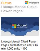 Licena Mensal Cloud Power Pages authenticated users T3 min 1,000 units - 100 users/per site/month capacity pack for Students Academic [Educacional] (Figura somente ilustrativa, no representa o produto real)