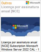 Licena por assinatura Windows Server 2022 CAL - 1 Device CAL - 1 year (NCE COM BAS ANN) Annual  (Figura somente ilustrativa, no representa o produto real)