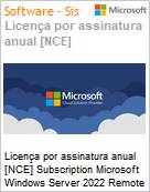 Licena por assinatura Windows Server 2022 Remote Desktop Services - 1 User CAL 1 Year (NCE COM BAS ANN) Annual  (Figura somente ilustrativa, no representa o produto real)