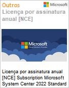 Licena por assinatura System Center 2022 Standard - 2 Core License Pack 1 Year (NCE COM BAS ANN) Annual  (Figura somente ilustrativa, no representa o produto real)