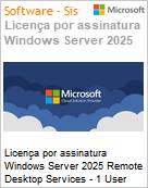 Licena por assinatura Windows Server 2025 Remote Desktop Services - 1 User CAL 3 Year (NCE COM BAS TRI) Triennial  (Figura somente ilustrativa, no representa o produto real)