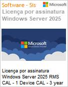 Licena por assinatura Windows Server 2025 RMS CAL - 1 Device CAL - 3 year (NCE COM BAS TRI) Triennial  (Figura somente ilustrativa, no representa o produto real)