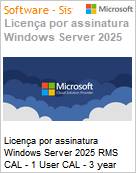 Licena por assinatura Windows Server 2025 RMS CAL - 1 User CAL - 3 year (NCE COM BAS TRI) Triennial  (Figura somente ilustrativa, no representa o produto real)