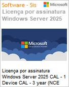 Licena por assinatura Windows Server 2025 CAL - 1 Device CAL - 3 year (NCE COM BAS TRI) Triennial  (Figura somente ilustrativa, no representa o produto real)