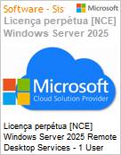 Licena perptua [NCE] Windows Server 2025 Remote Desktop Services - 1 User CAL  (Figura somente ilustrativa, no representa o produto real)