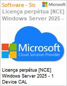 Licena perptua [NCE] Windows Server 2025 - 1 Device CAL  (Figura somente ilustrativa, no representa o produto real)