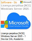 Licena perptua [NCE] Windows Server 2025 - 1 Device CAL Academic (Educacional)  (Figura somente ilustrativa, no representa o produto real)