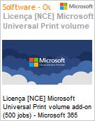 Licena [NCE] Microsoft Universal Print volume add-on (500 jobs) - Microsoft 365 (Non-Profit Pricing) (NCE NFP MTH) Monthly - Annual  (Figura somente ilustrativa, no representa o produto real)
