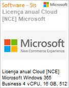 Licena anual Cloud [CSP NCE] Microsoft Windows 365 Business 4 vCPU, 16 GB, 512 GB (with Windows Hybrid Benefit) (NCE COM ANN) Anual  (Figura somente ilustrativa, no representa o produto real)