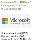 Licena anual Cloud [CSP NCE] Microsoft Windows 365 Business 4 vCPU, 16 GB, 128 GB (with Windows Hybrid Benefit) (NCE COM ANN) Anual  (Figura somente ilustrativa, no representa o produto real)