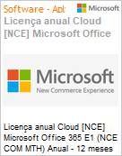 Licena anual Cloud [CSP NCE] Microsoft Office 365 E1 (NCE COM MTH) Anual - 12 meses  (Figura somente ilustrativa, no representa o produto real)