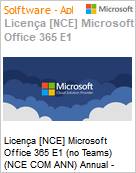 Licena [NCE] Microsoft Office 365 E1 (no Teams) (NCE COM ANN) Annual - Annual  (Figura somente ilustrativa, no representa o produto real)