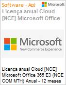 Licena anual Cloud [CSP NCE] Microsoft Office 365 E3 (NCE COM MTH) Anual - 12 meses  (Figura somente ilustrativa, no representa o produto real)