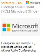 Licena anual Cloud [CSP NCE] Microsoft Office 365 E5 without Audio Conferencing (NCE COM MTH) Anual - 12 meses  (Figura somente ilustrativa, no representa o produto real)