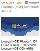 Licena [NCE] Microsoft 365 E3 (no Teams) - Unattended License (NCE COM ANN) Annual - Annual  (Figura somente ilustrativa, no representa o produto real)