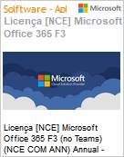 Licena [NCE] Microsoft Office 365 F3 (no Teams) (NCE COM ANN) Annual - Annual  (Figura somente ilustrativa, no representa o produto real)