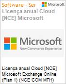 Licena anual Cloud [CSP NCE] Microsoft Exchange Online (Plan 1) (NCE COM MTH) Anual - 12 meses  (Figura somente ilustrativa, no representa o produto real)