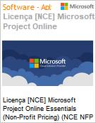 Licena [NCE] Microsoft Project Online Essentials (Non-Profit Pricing) (NCE NFP MTH) Monthly - Monthly  (Figura somente ilustrativa, no representa o produto real)