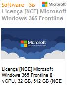 Licena [NCE] Microsoft Windows 365 Frontline 8 vCPU, 32 GB, 512 GB (NCE COM MTH) Monthly - Monthly  (Figura somente ilustrativa, no representa o produto real)