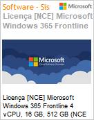 Licena [NCE] Microsoft Windows 365 Frontline 4 vCPU, 16 GB, 512 GB (NCE COM MTH) Monthly - Monthly  (Figura somente ilustrativa, no representa o produto real)