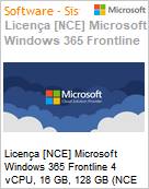 Licena [NCE] Microsoft Windows 365 Frontline 4 vCPU, 16 GB, 128 GB (NCE COM MTH) Monthly - Monthly  (Figura somente ilustrativa, no representa o produto real)