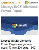 Licena [NCE] Microsoft Power Pages anonymous users T3 min 200 units - 500 users/per site/month capacity pack (Education Student Pricing) (NCE EDU MTH) Monthly - Annual (Figura somente ilustrativa, no representa o produto real)