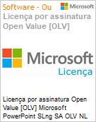 Licena por assinatura Open Value [OLV] Microsoft PowerPoint SLng SA OLV NL 1Y Aq Y1 Academic AP Additional Product Non-Specific 1 Year(s) Acquired year 1 (Figura somente ilustrativa, no representa o produto real)