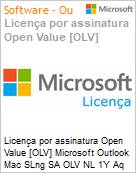 Licena por assinatura Open Value [OLV] Microsoft Outlook Mac SLng SA OLV NL 1Y Aq Y1 Academic AP Additional Product Non-Specific 1 Year(s) Acquired year 1 (Figura somente ilustrativa, no representa o produto real)