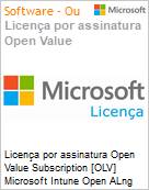 Licena por assinatura Open Value Subscription [OLV] Microsoft Intune Open ALng Sub OLV NL 1M Academic Stu Renewal Additional Product Non-Specific 1 Month(s) Non-Specific (Figura somente ilustrativa, no representa o produto real)