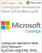 Licena por assinatura Value [OLV] Microsoft SysCtrSrvcMgrCltML SNGL LicSAPk OLV NL 1Y AqY1 Acdmc [Educacional] AP PerOSE Additional Product Non-Specific 1 Year(s) Acquired year 1 (Figura somente ilustrativa, no representa o produto real)