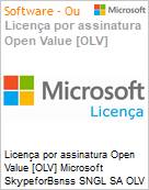 Licena por assinatura Open Value [OLV] Microsoft SkypeforBsnss SNGL SA OLV NL 1Y AqY2 AP Additional Product Non-Specific 1 Year(s) Acquired year 2 (Figura somente ilustrativa, no representa o produto real)