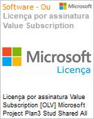 Licena por assinatura Value Subscription [OLV] Microsoft Project Plan3 Stud Shared All Lng Subs VL OLV NL 1M AE Stdnt Additional Product Non-Specific 1 Month(s) Non-Specific (Figura somente ilustrativa, no representa o produto real)