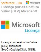 Licena por assinatura Value [OLV] Microsoft SysCtrOpsMgrCltML SNGL LicSAPk OLV NL 1Y AqY3 Acdmc [Educacional] AP PerUsr Additional Product Non-Specific 1 Year(s) Acquired year 3 (Figura somente ilustrativa, no representa o produto real)