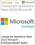 Licena por assinatura Value [OLV] Microsoft EntMobandSecE5 AddOn ShrdSvr SNGL OLV NL 1M Acdmc [Educacional] AP Fclty AddOn Additional Product Non-Specific 1 Month(s) Non-Specific (Figura somente ilustrativa, no representa o produto real)