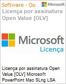 Licena por assinatura Open Value [OLV] Microsoft PowerPoint Mac SLng LSA OLV NL 1Y Aq Y2 Academic AP Additional Product Non-Specific 1 Year(s) Acquired year 2 (Figura somente ilustrativa, no representa o produto real)
