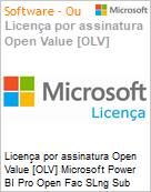Licena por assinatura Open Value [OLV] Microsoft Power BI Pro Open Fac SLng Sub OLV NL 1M Academic AP Additional Product Non-Specific 1 Month(s) Non-Specific (Figura somente ilustrativa, no representa o produto real)