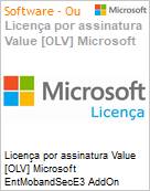 Licena por assinatura Value [OLV] Microsoft EntMobandSecE3 AddOn ShrdSvr SNGL OLV NL 1M Acdmc [Educacional] AP Fclty AddOn Additional Product Non-Specific 1 Month(s) Non-Specific (Figura somente ilustrativa, no representa o produto real)