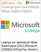Licena por assinatura Value Subscription [OLV] Microsoft O365EDUA3OpnFac ShrdSvr ALNG OLV E 1M Acdmc AP AddOn toUsrCore/ECALw/OPP Additional Product E 1 Month(s) Non-Specific (Figura somente ilustrativa, no representa o produto real)