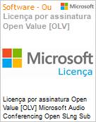 Licena por assinatura Open Value [OLV] Microsoft Audio Conferencing Open SLng Sub OLV NL 1M AP Additional Product Non-Specific 1 Month(s) Non-Specific (Figura somente ilustrativa, no representa o produto real)