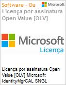 Licena por assinatura Open Value [OLV] Microsoft IdentityMgrCAL SNGL LicSAPk OLV NL 1Y AqY2 AP UsrCAL Additional Product Non-Specific 1 Year(s) Acquired year 2 (Figura somente ilustrativa, no representa o produto real)