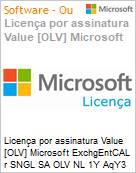 Licena por assinatura Value [OLV] Microsoft ExchgEntCAL r SNGL SA OLV NL 1Y AqY3 Acdmc [Educacional] AP DvcCAL woSrvcs Additional Product Non-Specific 1 Year(s) Acquired year 3 (Figura somente ilustrativa, no representa o produto real)