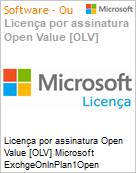 Licena por assinatura Open Value [OLV] Microsoft ExchgeOnlnPlan1Open ShrdSvr SNGL SubsVL OLV NL 1Mth AP Additional Product Non-Specific 1 Month(s) Non-Specific (Figura somente ilustrativa, no representa o produto real)