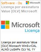 Licena por assinatura Value [OLV] Microsoft WinSvrCAL ALNG LicSAPk OLV NL 1Y AqY2 Acdmc [Educacional] AP Stdnt UsrCAL Additional Product Non-Specific 1 Year(s) Acquired year 2 (Figura somente ilustrativa, no representa o produto real)
