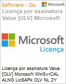 Licena por assinatura Value [OLV] Microsoft WinSvrCAL ALNG LicSAPk OLV NL 2Y AqY2 Acdmc [Educacional] AP Stdnt DvcCAL Additional Product Non-Specific 2 Year(s) Acquired year 2 (Figura somente ilustrativa, no representa o produto real)